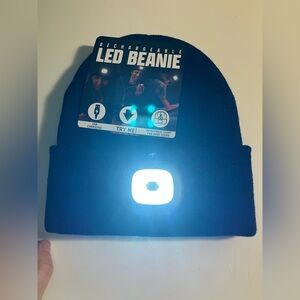 Rechargeable LED Beanie blue Unisex Removable Light USB Charger & 3 Lights